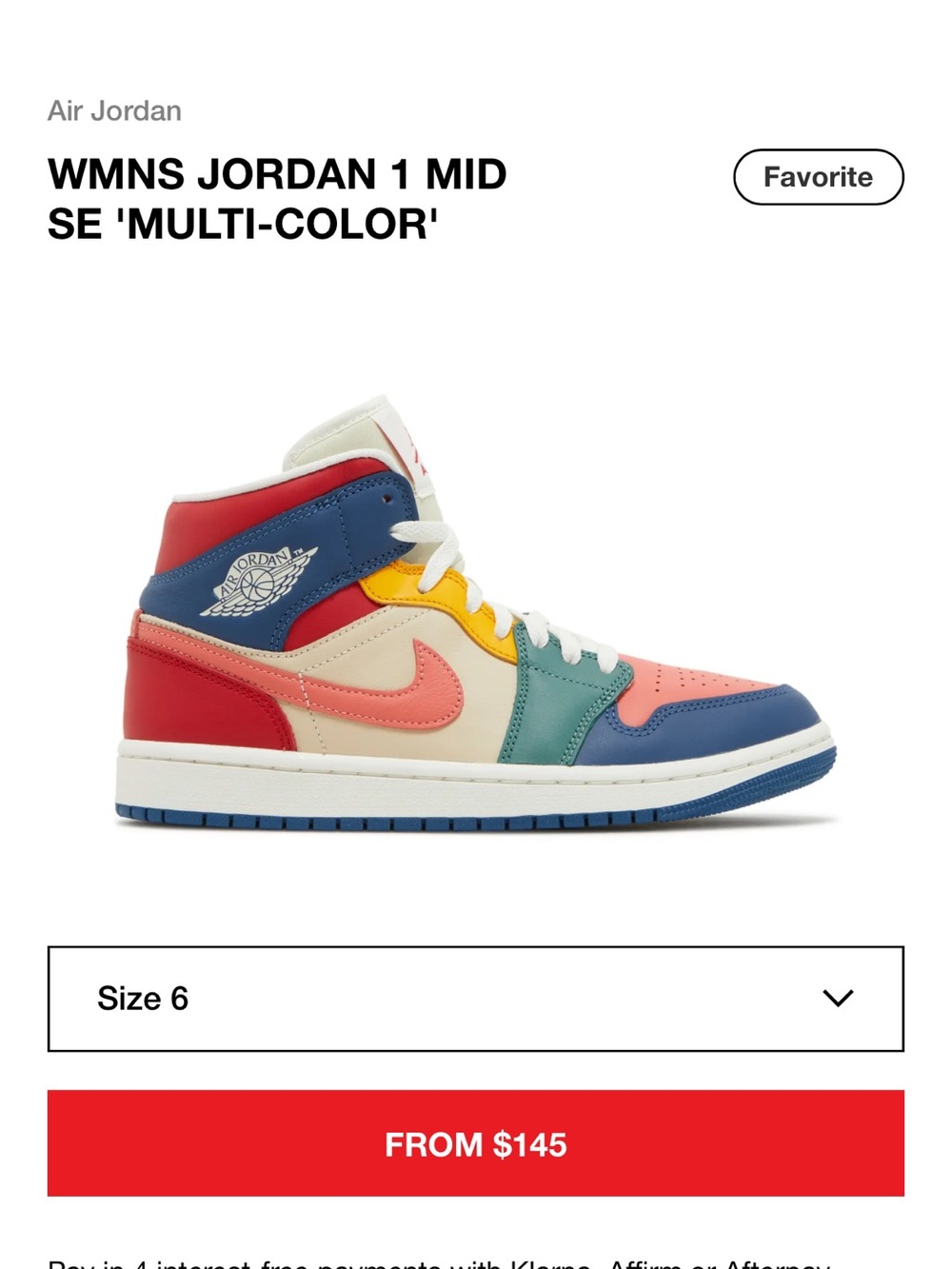 Brand NEW never worn. WMNS Jordan 1 Mid SE Multi-Color Sneaker